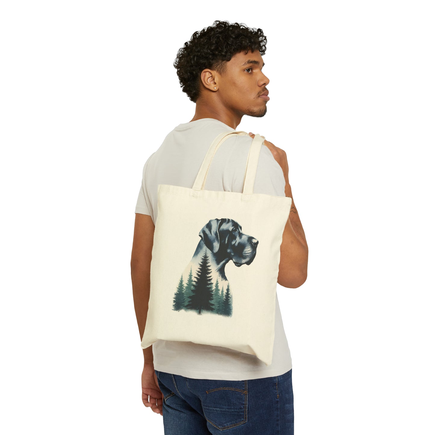 Pine Tree Great Dane Tote Bag, Evergreen Trees, Forest Tote Bag, Gift for Nature Lover Bag, Camping Tote Bag, Hiking Bag, Dog Tote