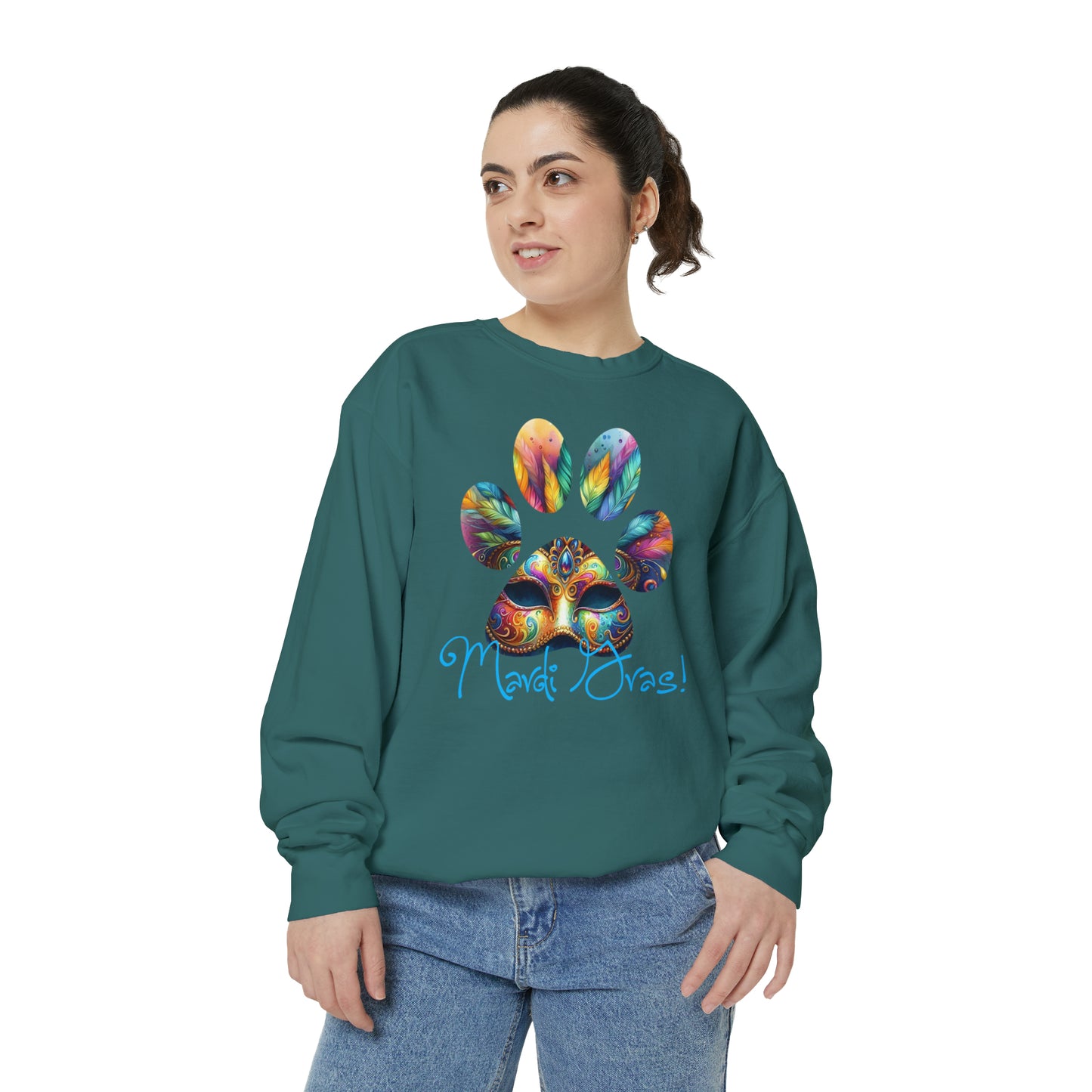 Mardi Gras Paw Print Unisex Garment-Dyed Sweatshirt