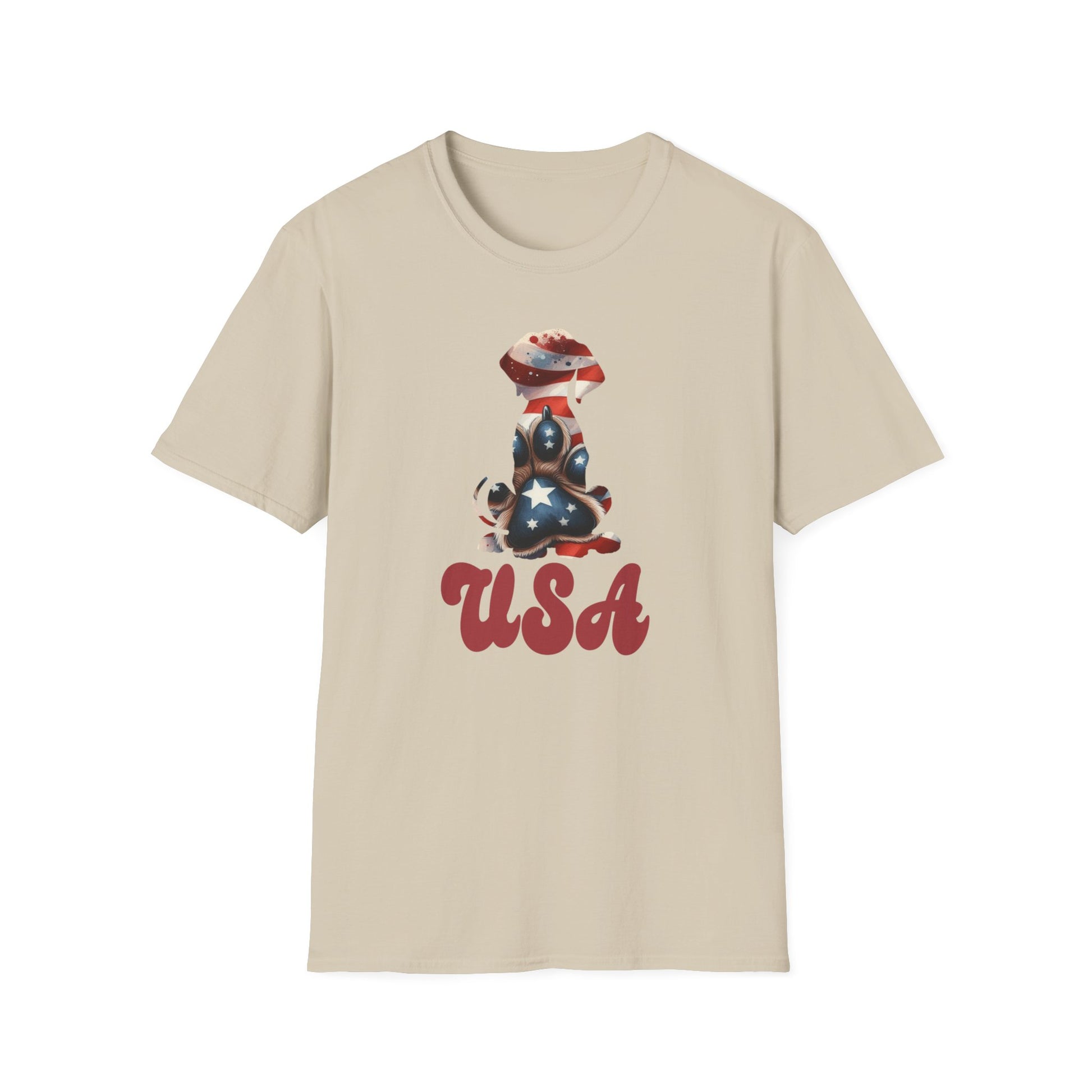 USA Patriotic Dog Unisex Softstyle T-Shirt - Four More Paws