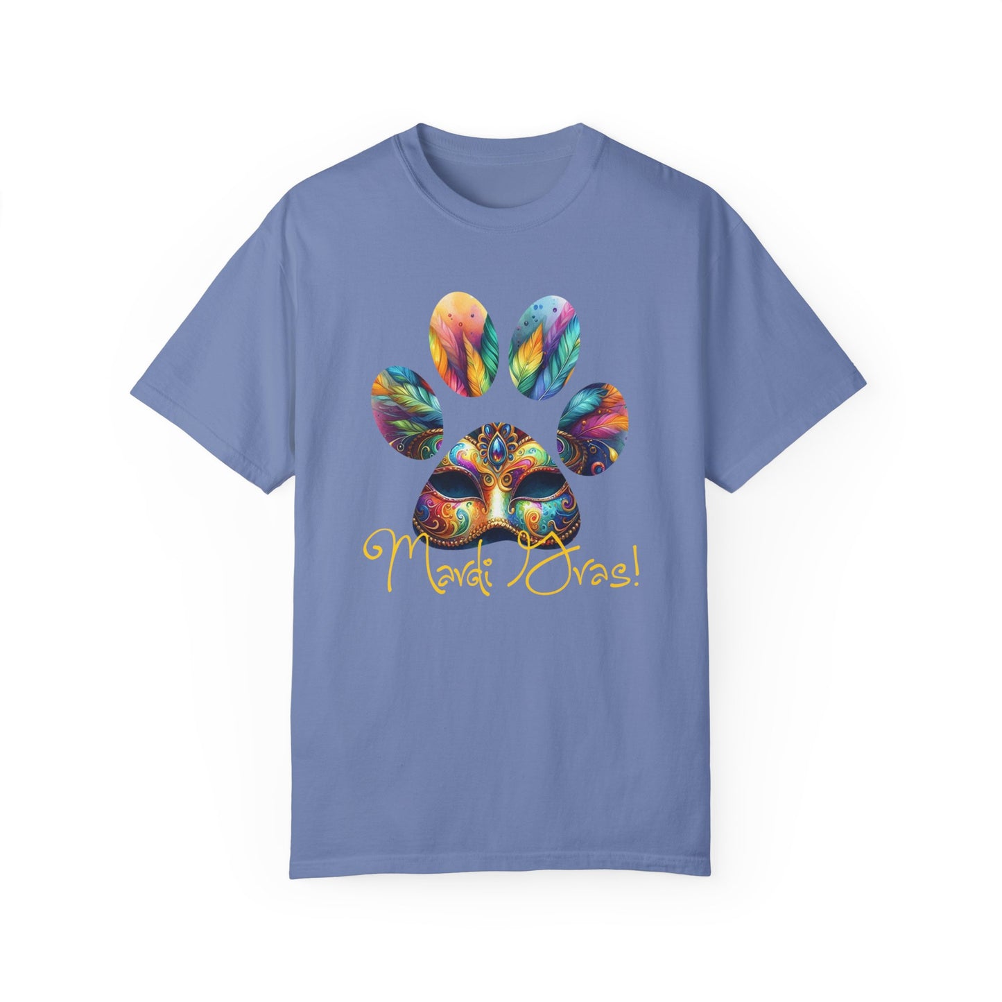 Mardi Gras Paw Print Unisex Garment-Dyed T-shirt