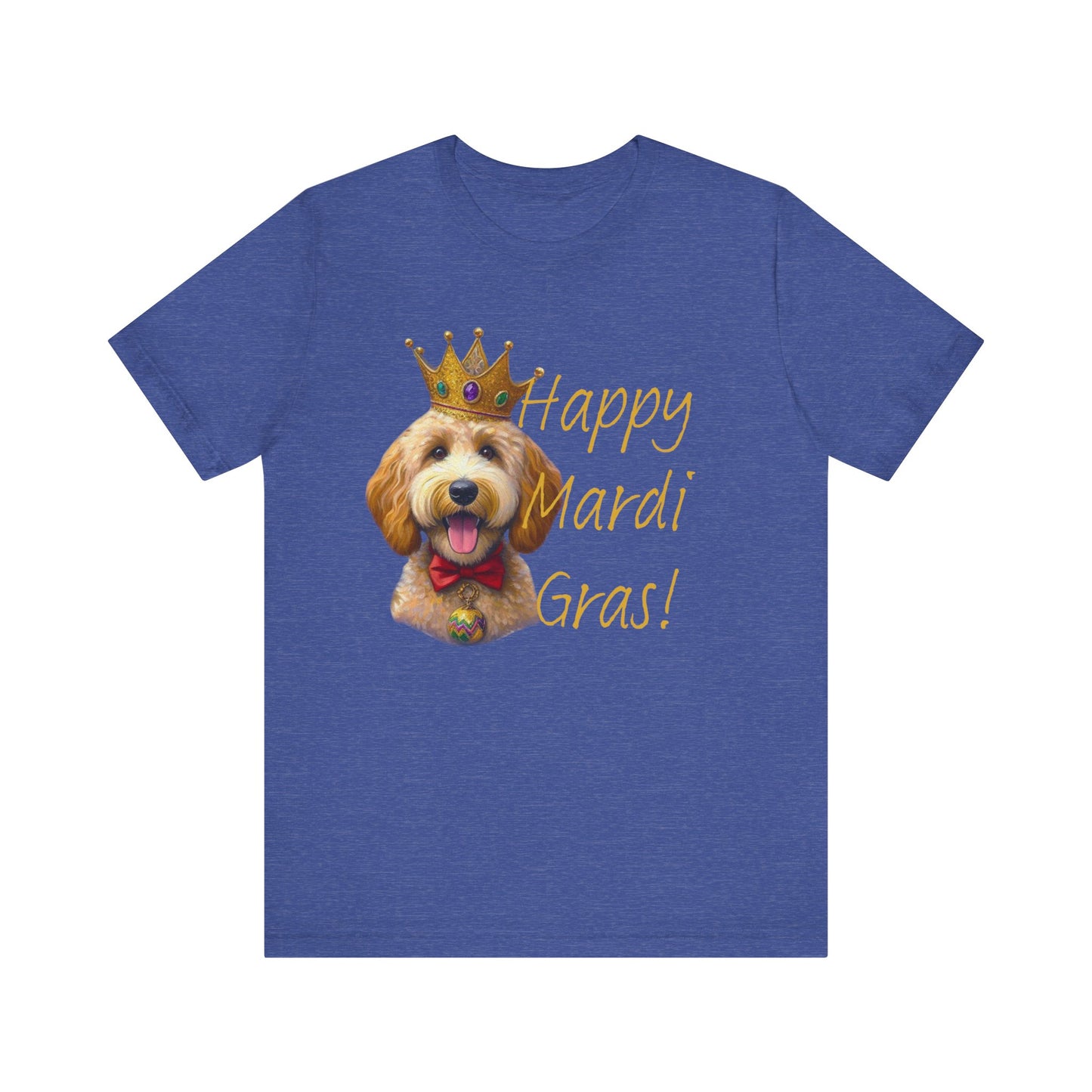 Golden Doodle Happy Mardi Gras Tee Shirt, Dog mom Mardi Gras tee, New Orleans Mardi Gras Parade Shirt, Mardi Gras Lover, NOLA Tee Shirt