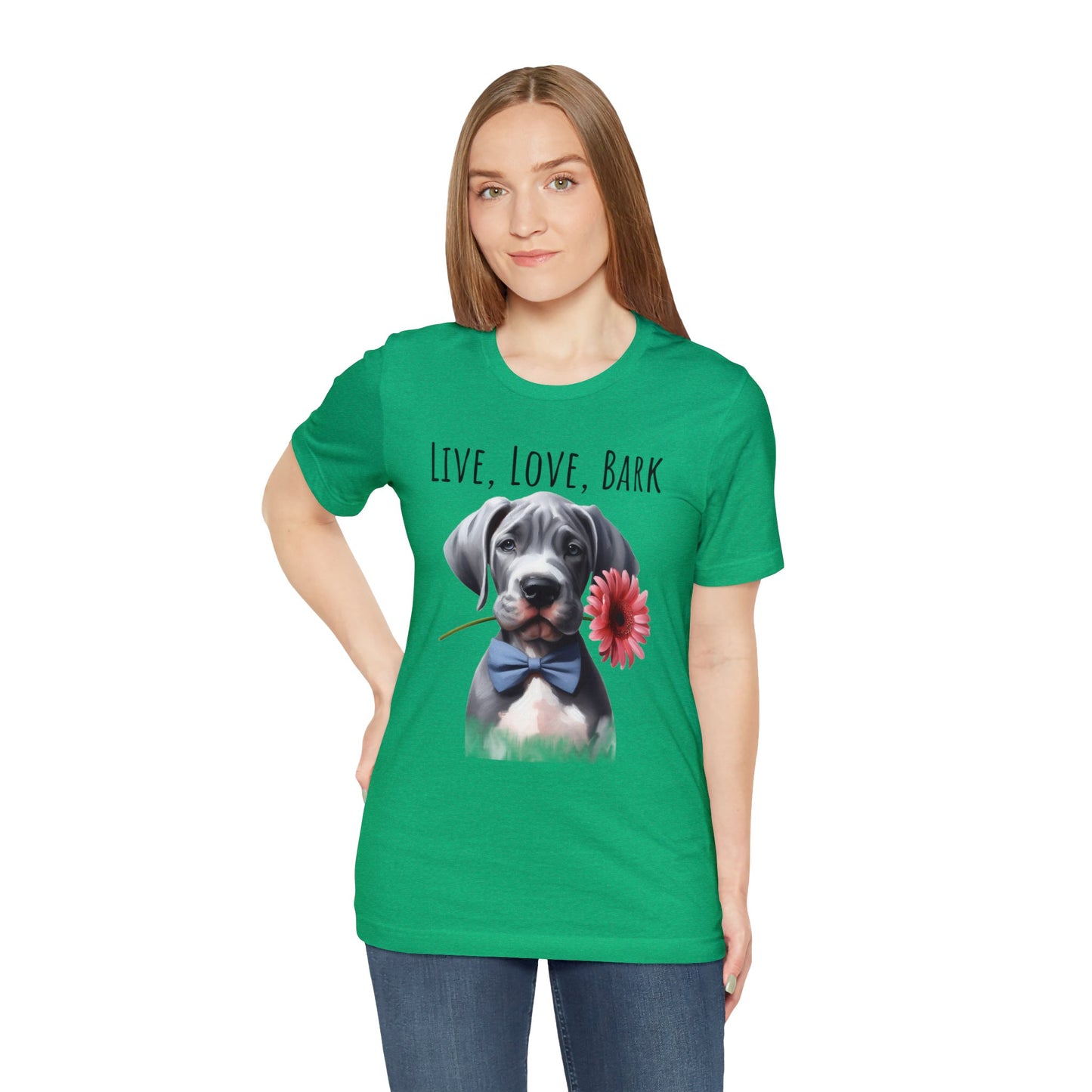 Live Love Bark Great Dane Puppy Unisex Jersey Short Sleeve Tee