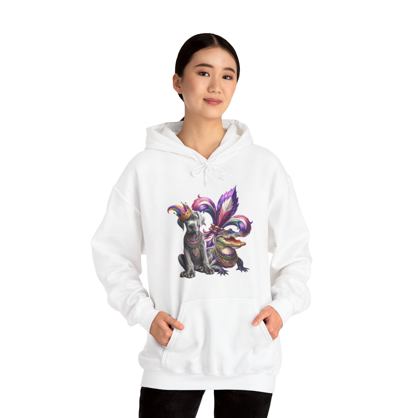 Great Dane Louisiana Mardi Gras Hooded Sweatshirt, Mardi Gras, Fat Tuesday, Carnival , Mardi Gras Gift, Dog Party