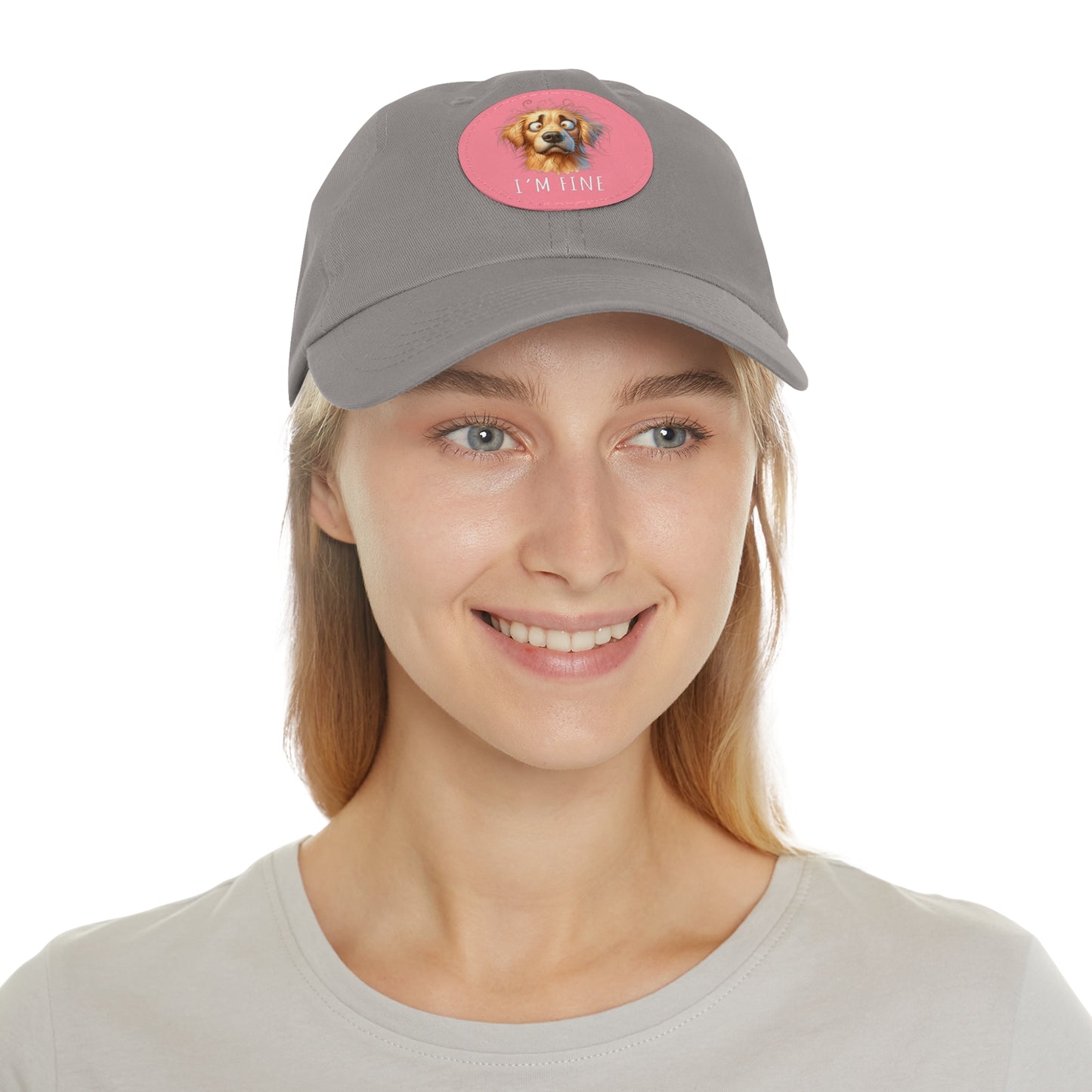 I'm Fine Funny Golden Retriever Hat with Leather Patch