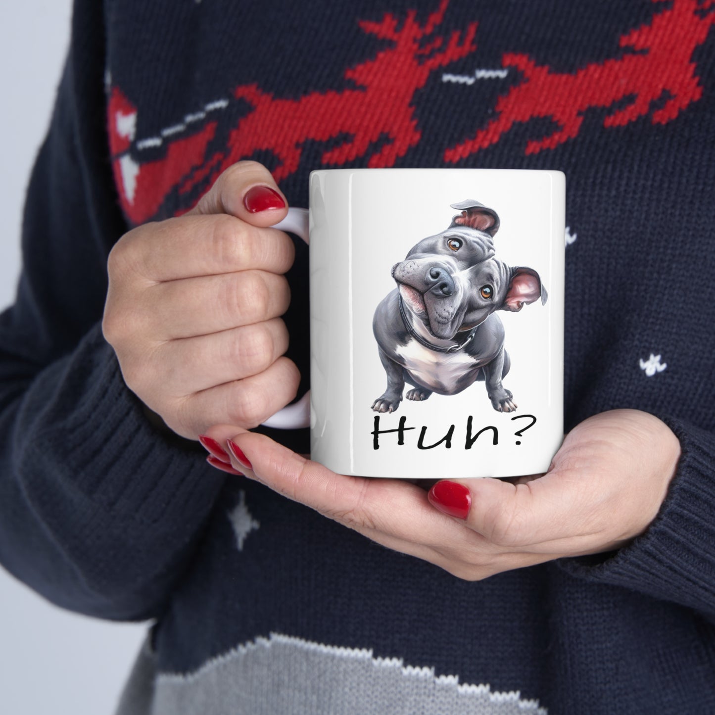 Huh ?  Funny Pit Bull Dog Coffee Ceramic Mug 11oz, Gifts for Dog lovers, Pit Bull Mom, Adult Humor, Gag Gifts, Funny Animal Gift