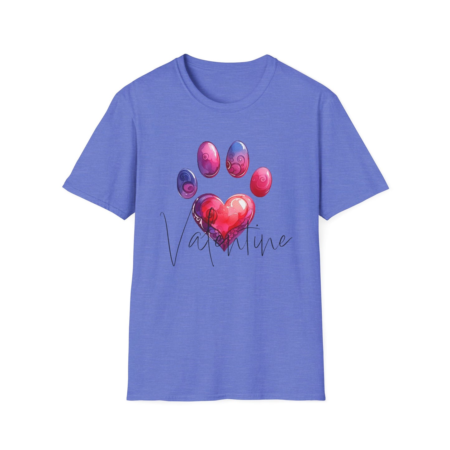 Valentine Pawprint Unisex Soft Style Tee-Shirt, XOXO V-Day Gift for Animal Lover, Dog Mom Gift, Valentine's Day Shirt