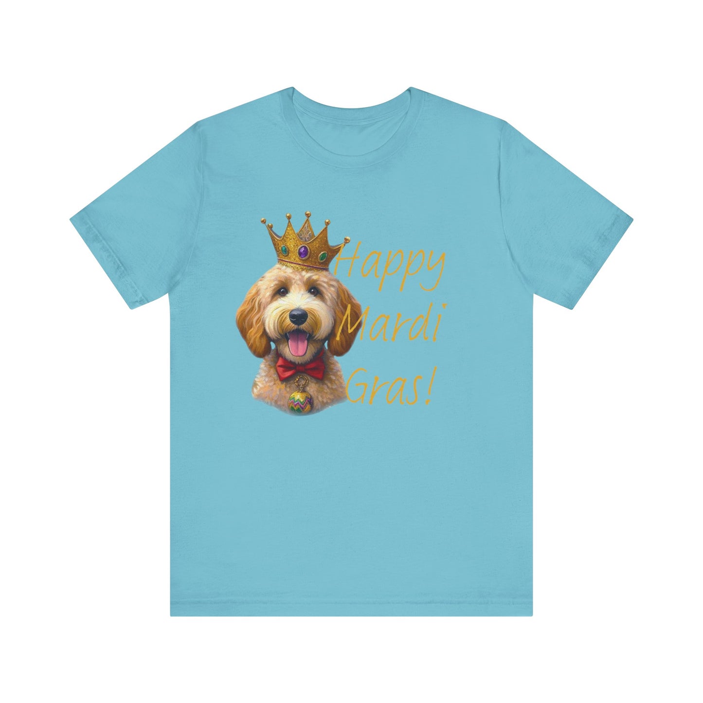 Golden Doodle Happy Mardi Gras Tee Shirt, Dog mom Mardi Gras tee, New Orleans Mardi Gras Parade Shirt, Mardi Gras Lover, NOLA Tee Shirt