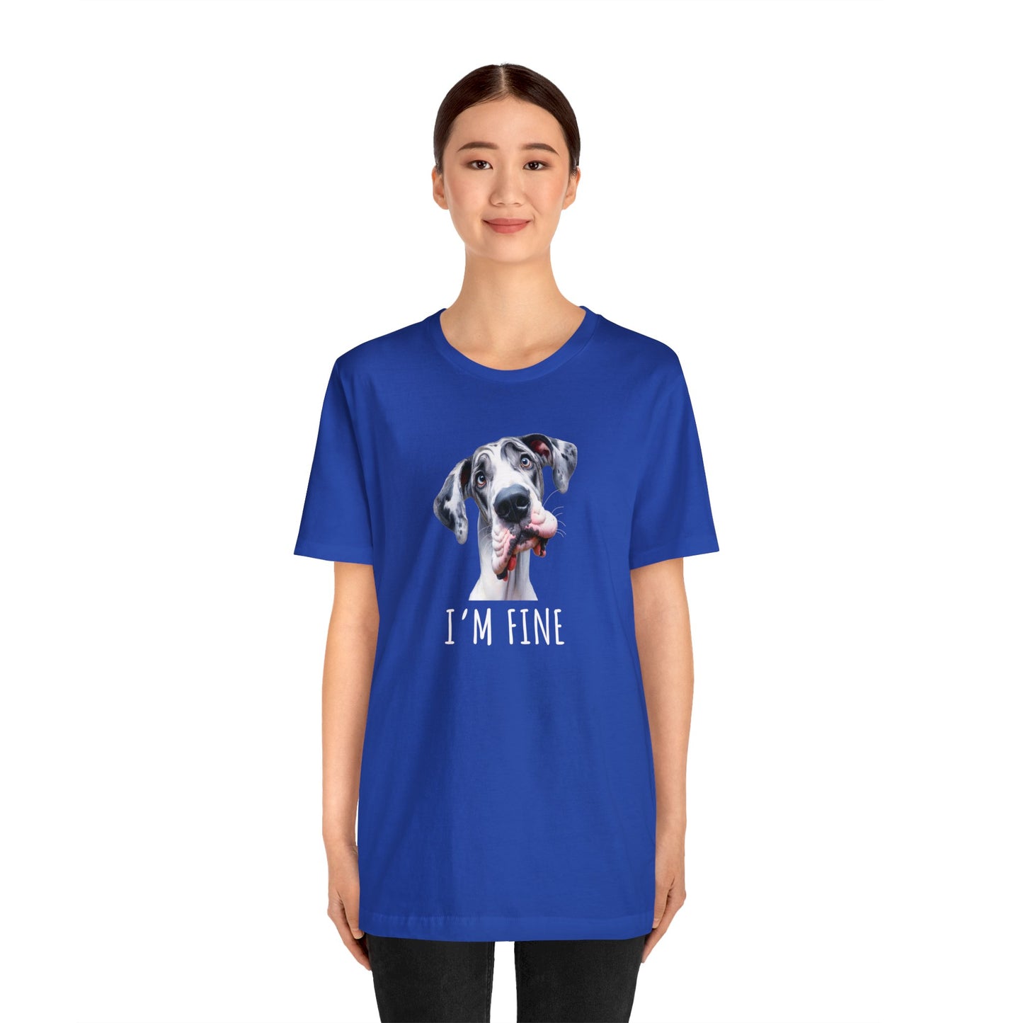 Harlequin Great Dane" I'm Fine" Sarcastic Tee