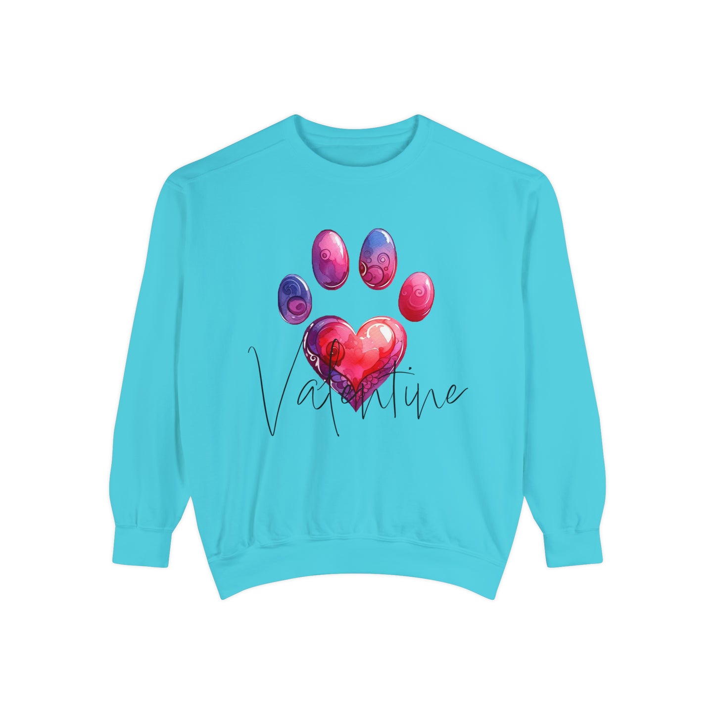 Valentine Paw Print Unisex Garment-Dyed Sweatshirt