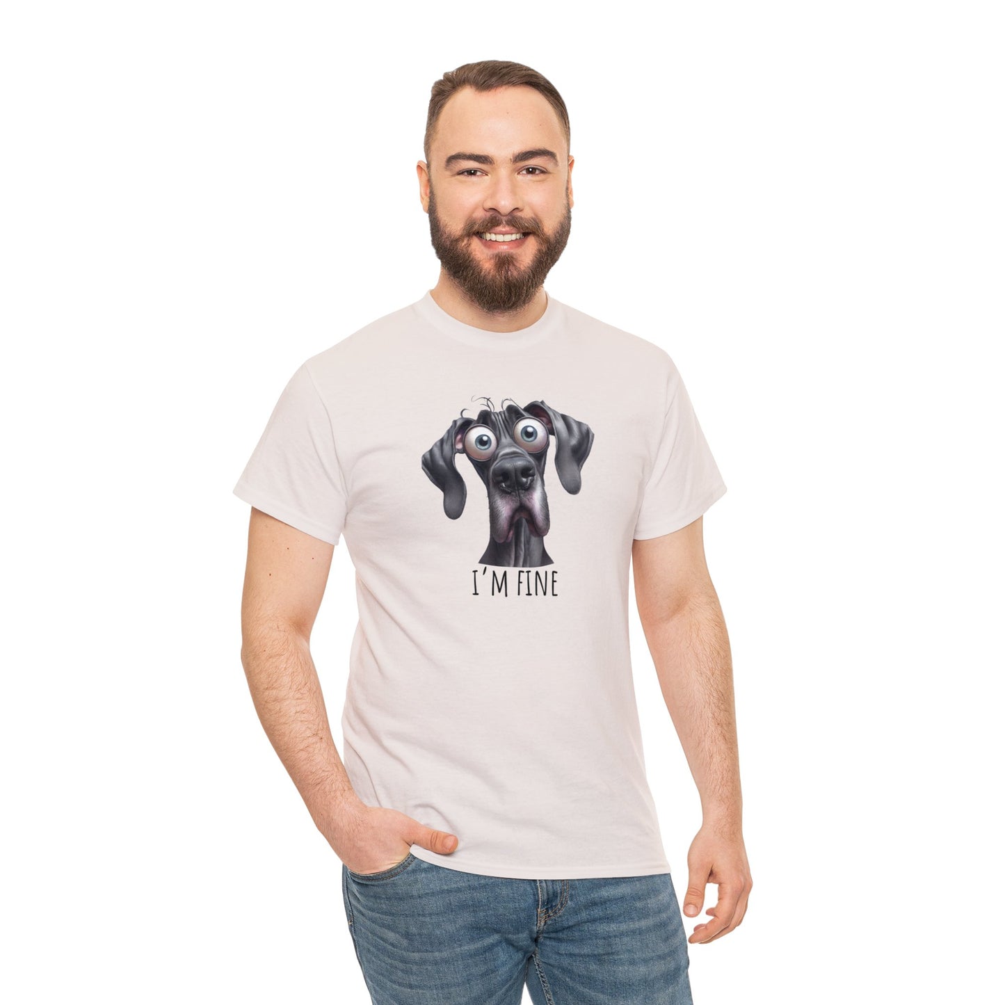 I'm Fine Great Dane Unisex Heavy Cotton Tee - Four More Paws