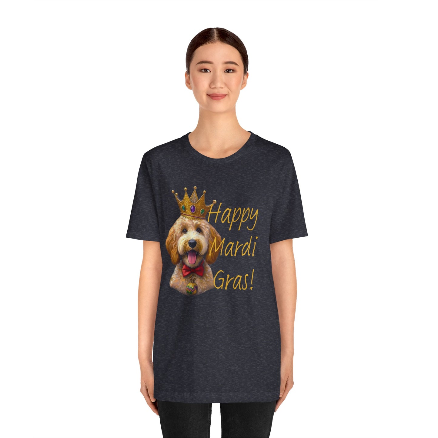 Golden Doodle Happy Mardi Gras Tee Shirt, Dog mom Mardi Gras tee, New Orleans Mardi Gras Parade Shirt, Mardi Gras Lover, NOLA Tee Shirt