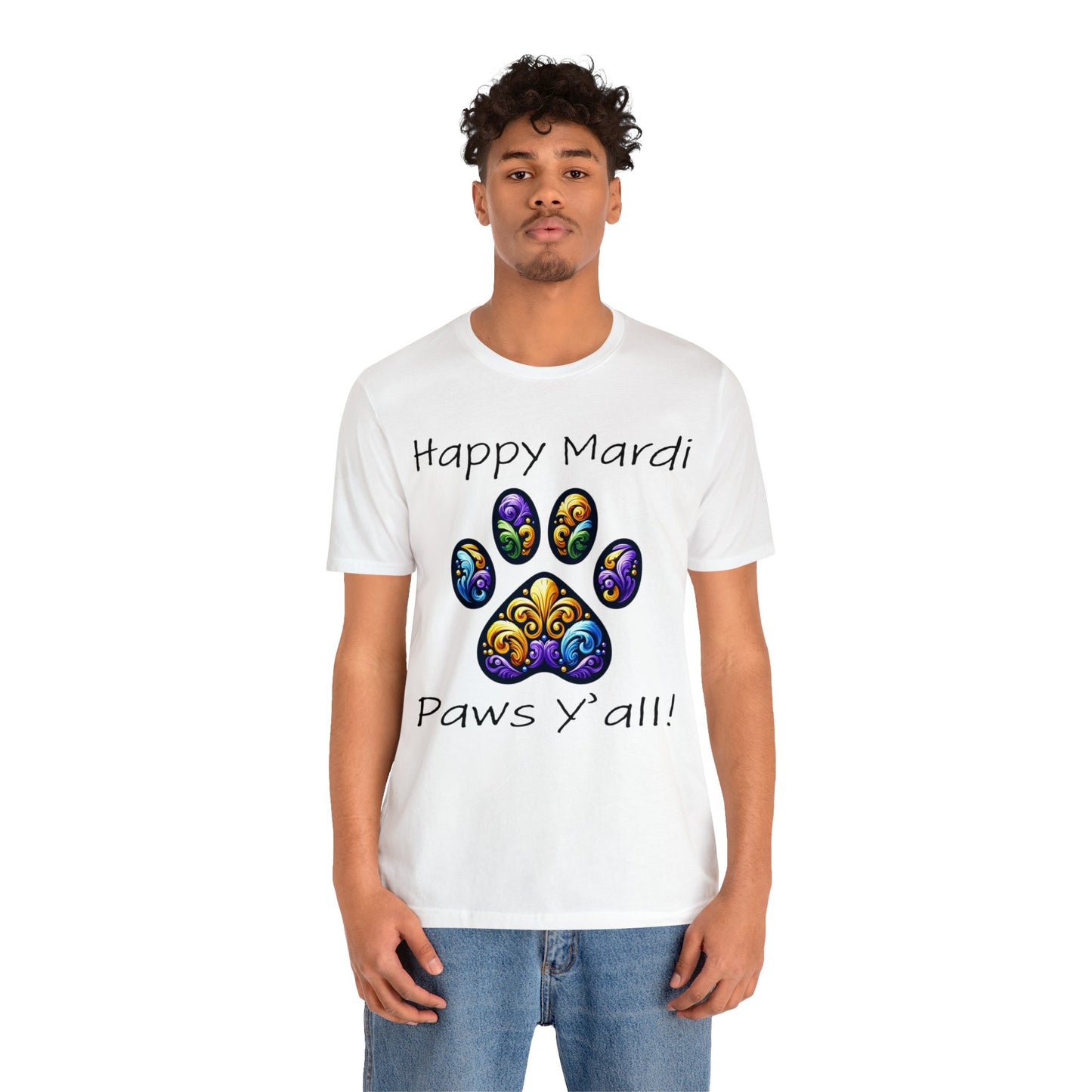 Happy Mardi Paws Y'all Jersey Tee shirt, Dog mom Mardi Gras, New Orleans Mardi Gras Parade, Mardi Gras Lover, NOLA Tee Shirt, Animal Lover