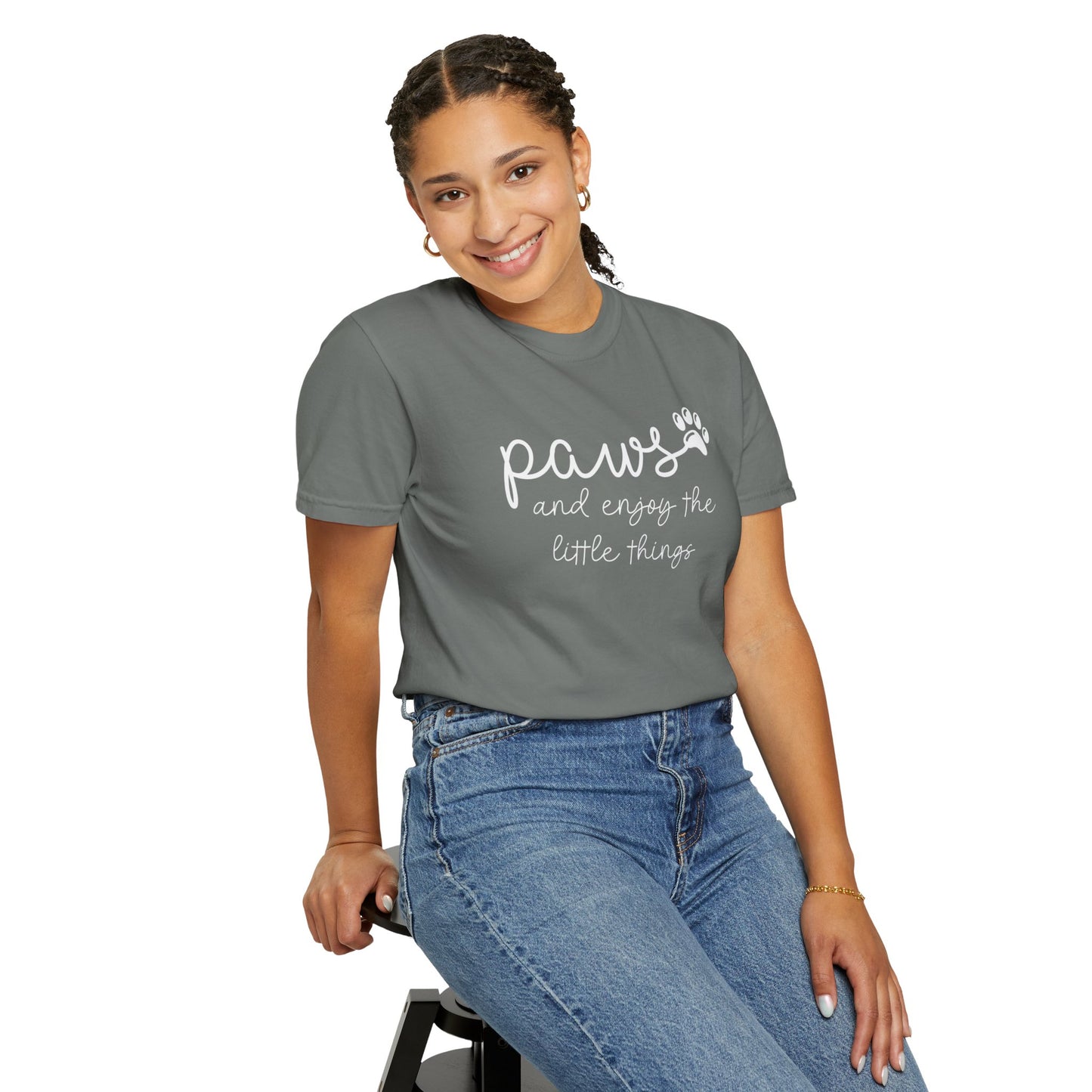 Paws and Enjoy the Little Things Unisex Garment-Dyed T-shirt