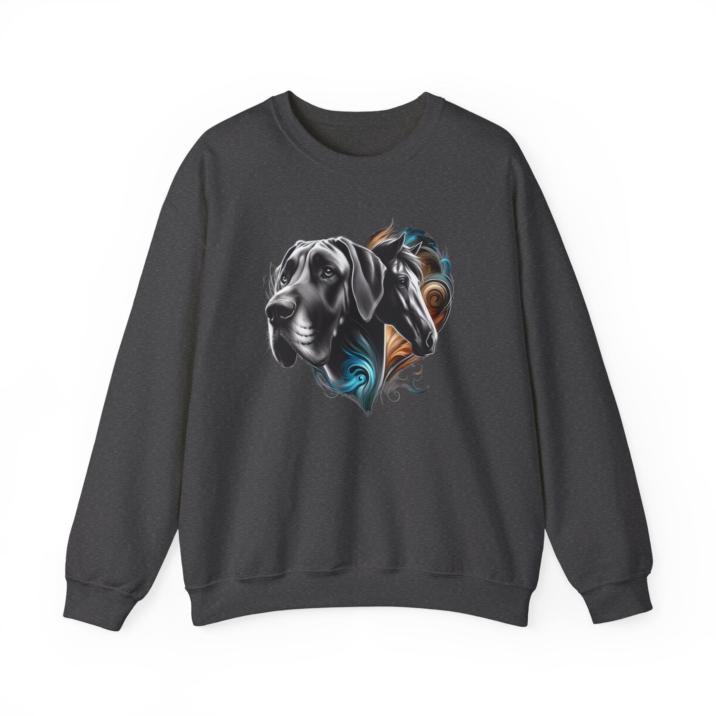 Great Dane with Horse Unisex Heavy Blend™ Crewneck Sweatshirt