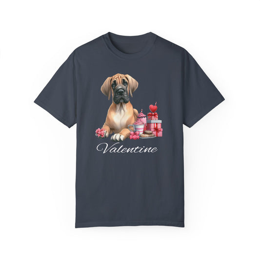 Fawn Great Dane Valentine Tee Shirt, Love Dog Shirt,Valentine Dog Tee ,Valentine Garment Dyed Dog Shirts, Great Dane Lovers, Dog Mom