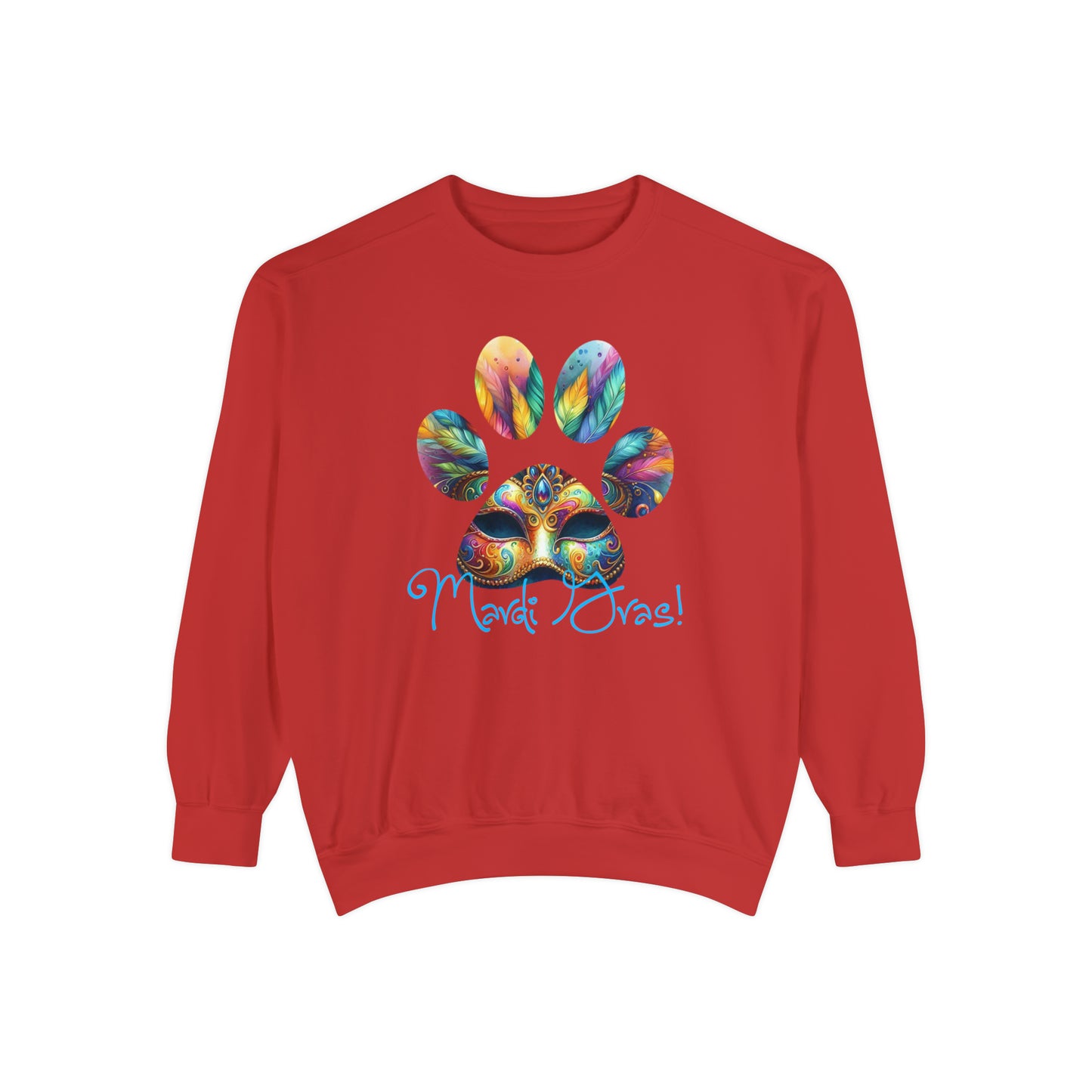 Mardi Gras Paw Print Unisex Garment-Dyed Sweatshirt