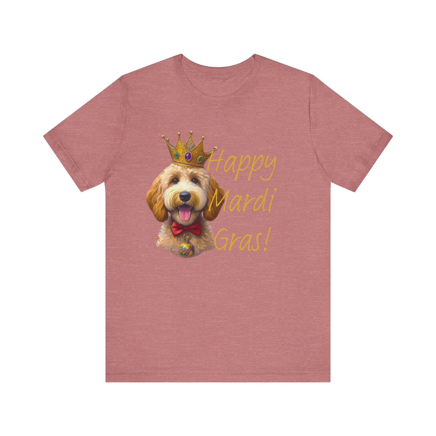 Golden Doodle Happy Mardi Gras Tee Shirt, Dog mom Mardi Gras tee, New Orleans Mardi Gras Parade Shirt, Mardi Gras Lover, NOLA Tee Shirt