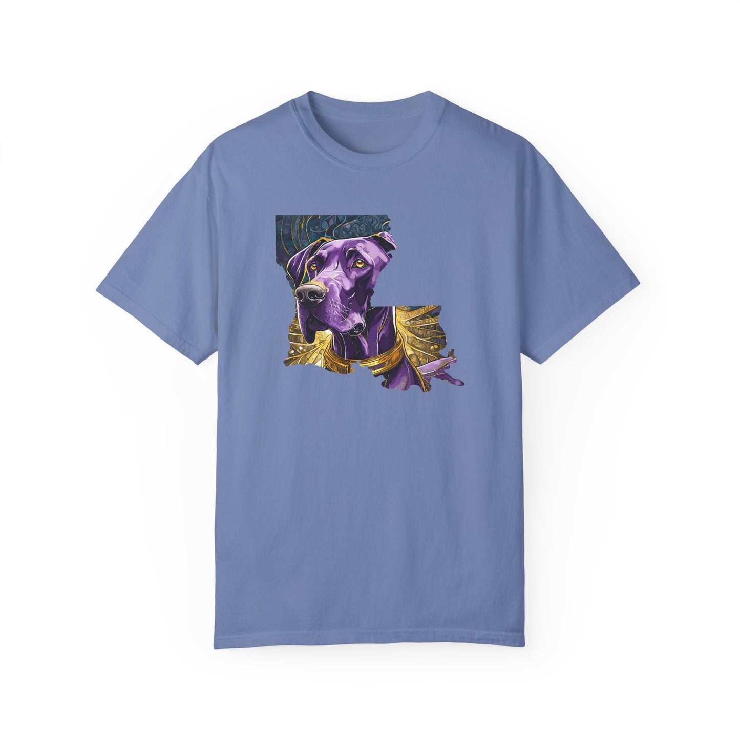 Purple and Gold Louisiana Great Dane Unisex Garment-Dyed T-shirt