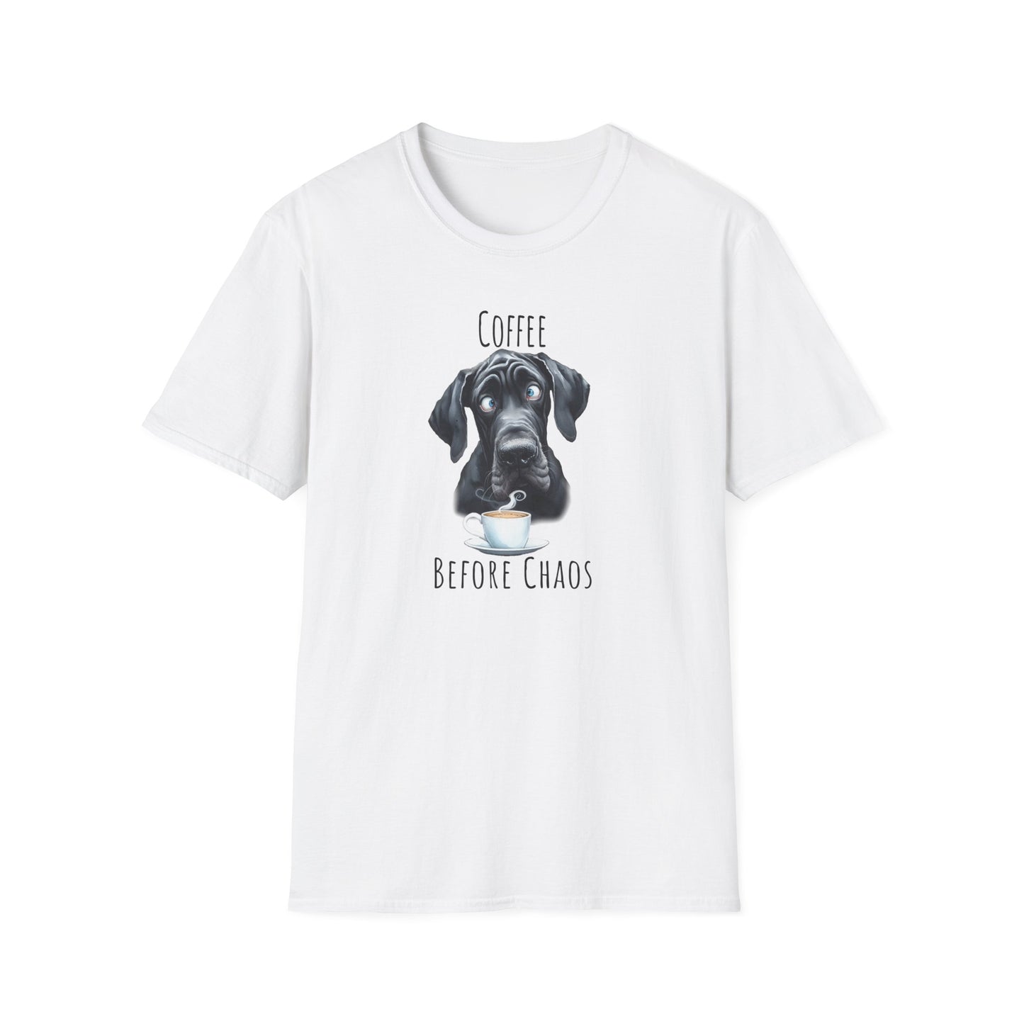 Coffee Before Chaos Great Dane Funny Shirt, Gifts for Great Dane lovers, Dog Mom, Funny Dog Tee Shirt