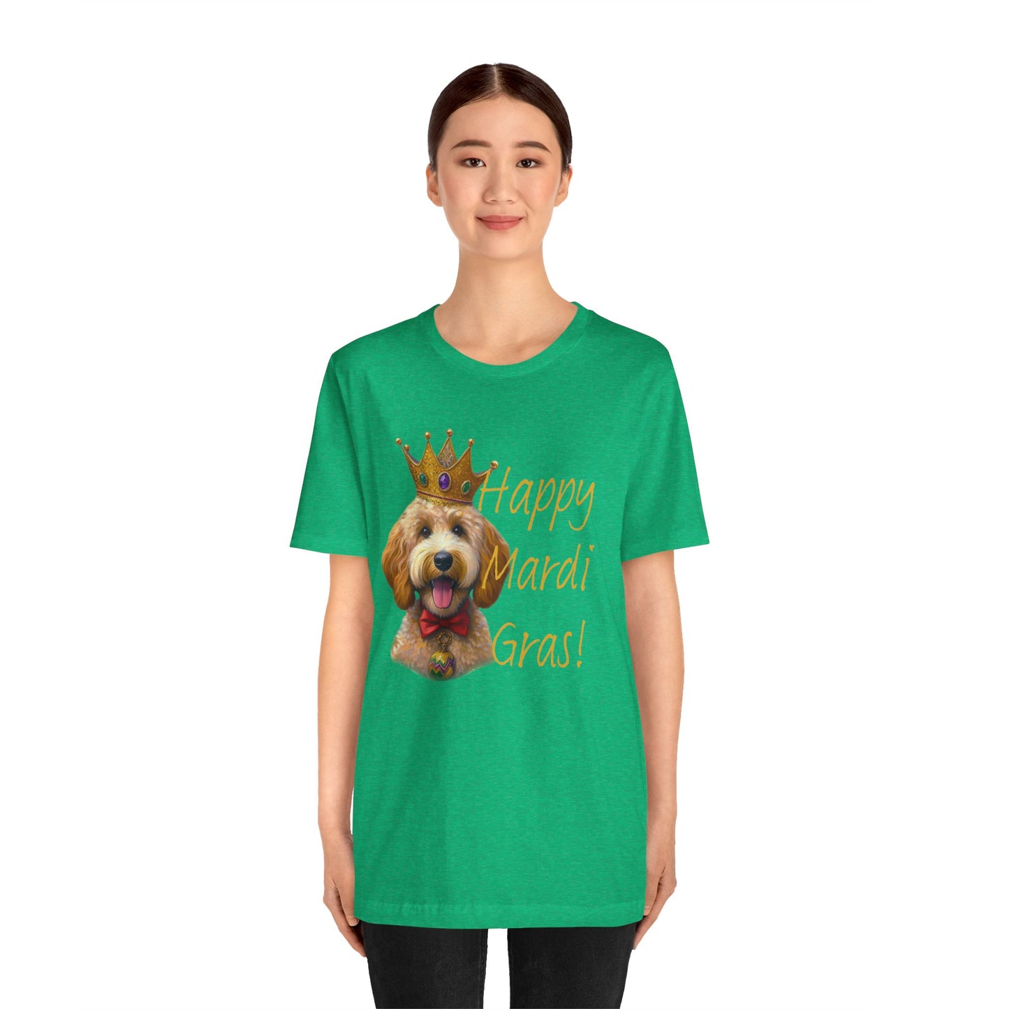 Golden Doodle Happy Mardi Gras Tee Shirt, Dog mom Mardi Gras tee, New Orleans Mardi Gras Parade Shirt, Mardi Gras Lover, NOLA Tee Shirt