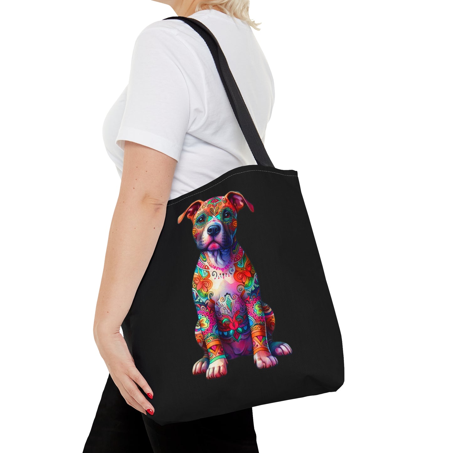 Vibrant Neon Floral Pitbull Tote, Dog Lover Bag, Rescue Dog, Pitbull Lover Beach Bag, Dog Mom, Pittie Mom, Gifts for Pet Owners