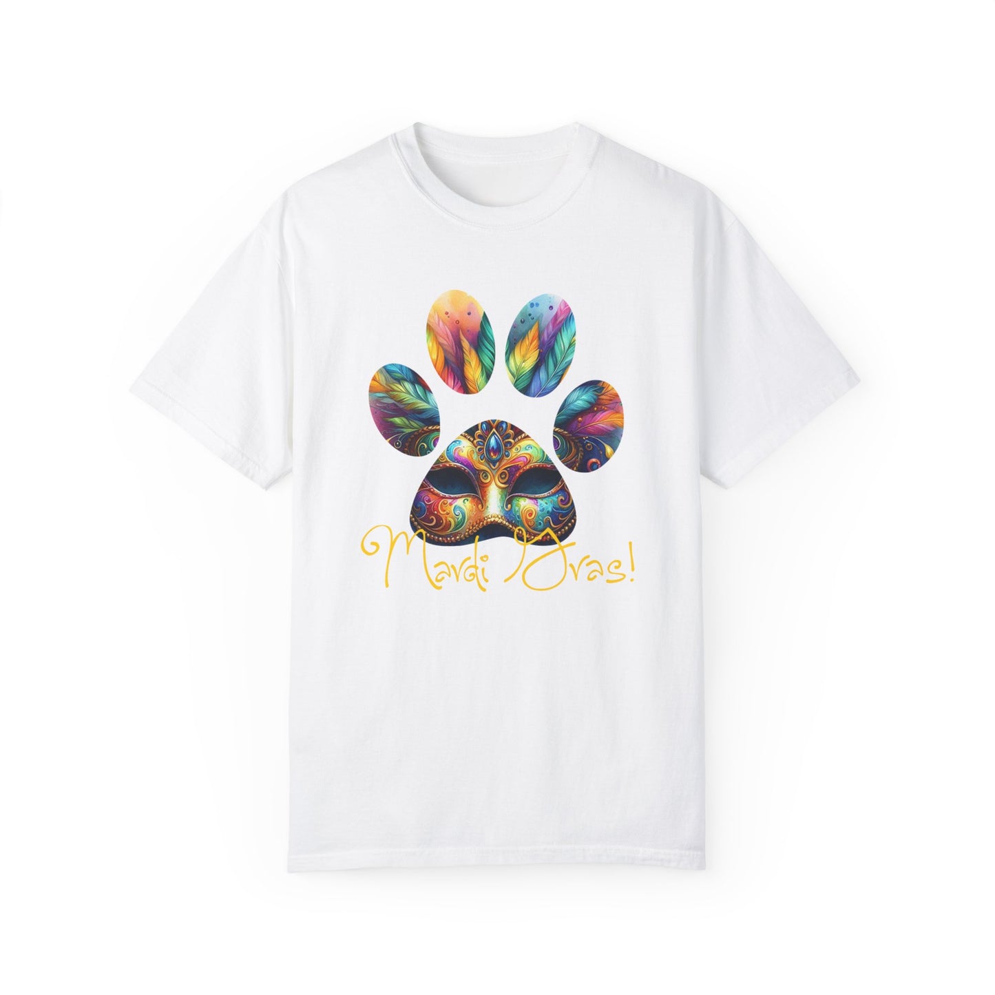 Mardi Gras Paw Print Unisex Garment-Dyed T-shirt