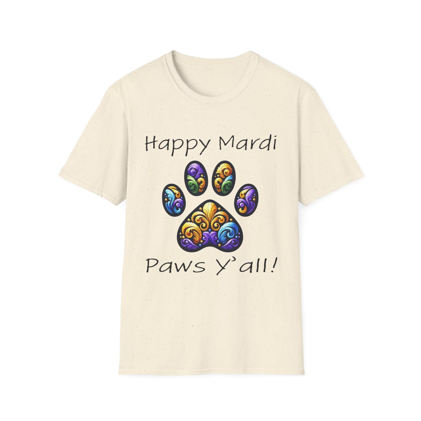 Happy Mardi Paws Y'all Short Sleeve Tee Shirt, Dog mom Mardi Gras tee, New Orleans Mardi Gras Parade Shirt, Mardi Gras Lover, NOLA Tee Shirt