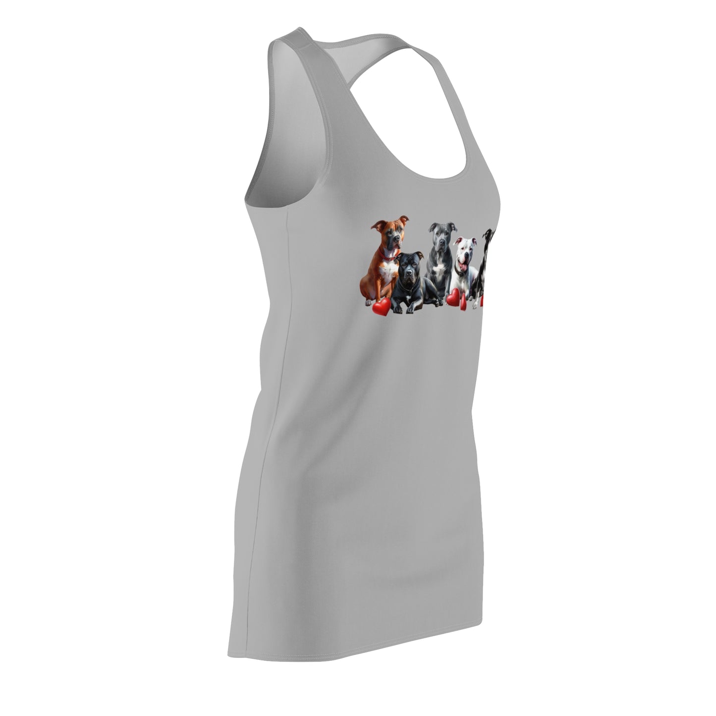 Pit Bull Heart Women's Cut & Sew Racerback Dress, Pittie Mom, Gifts for Pit Bull Lovers, Valentines