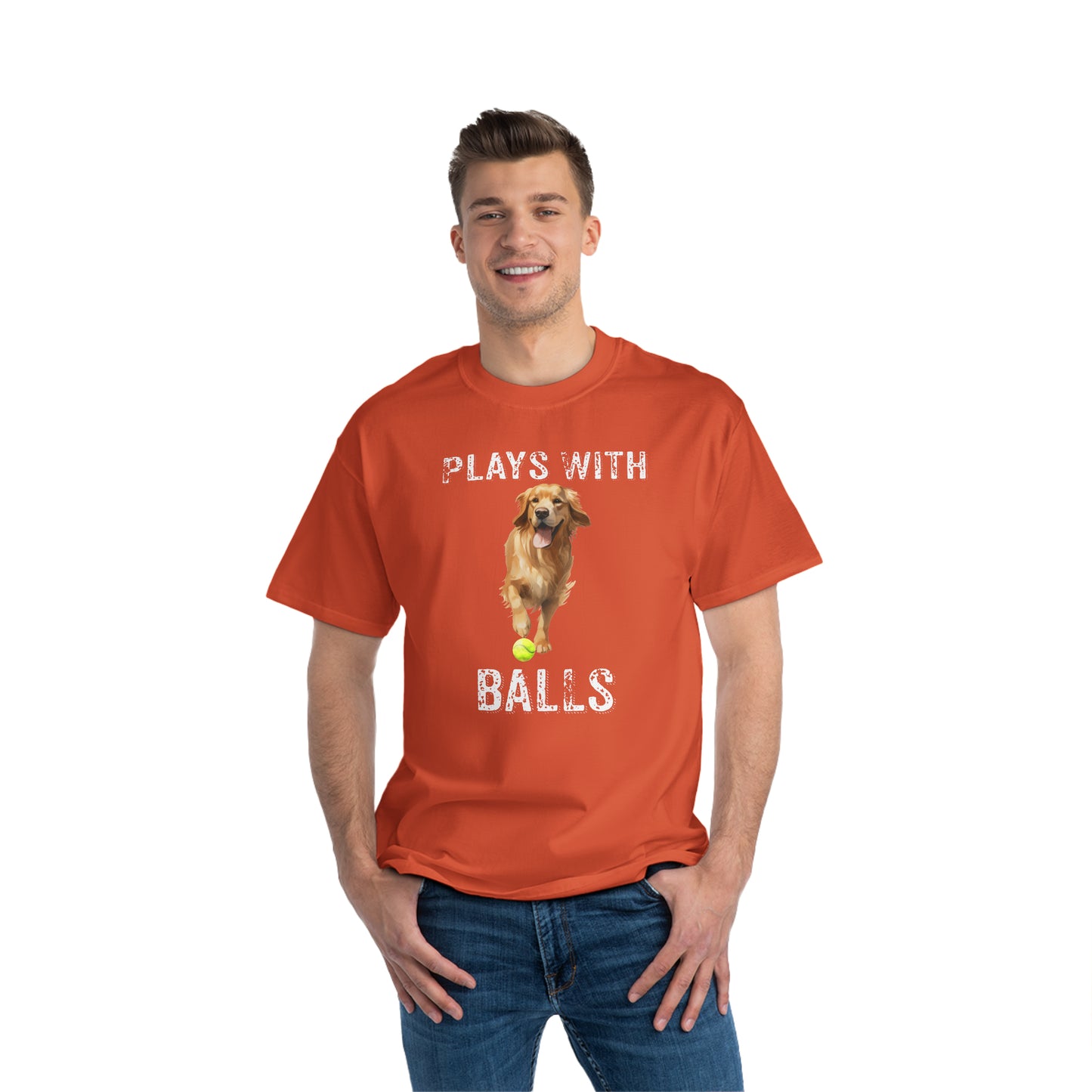 Plays With Balls Funny Golden Retriever T-Shirt - Four More Paws