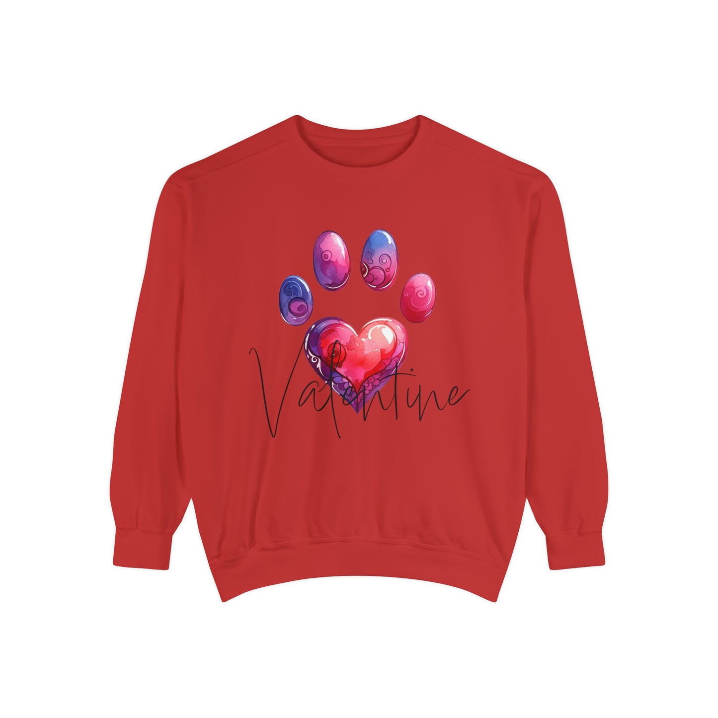 Valentine Paw Print Unisex Garment-Dyed Sweatshirt