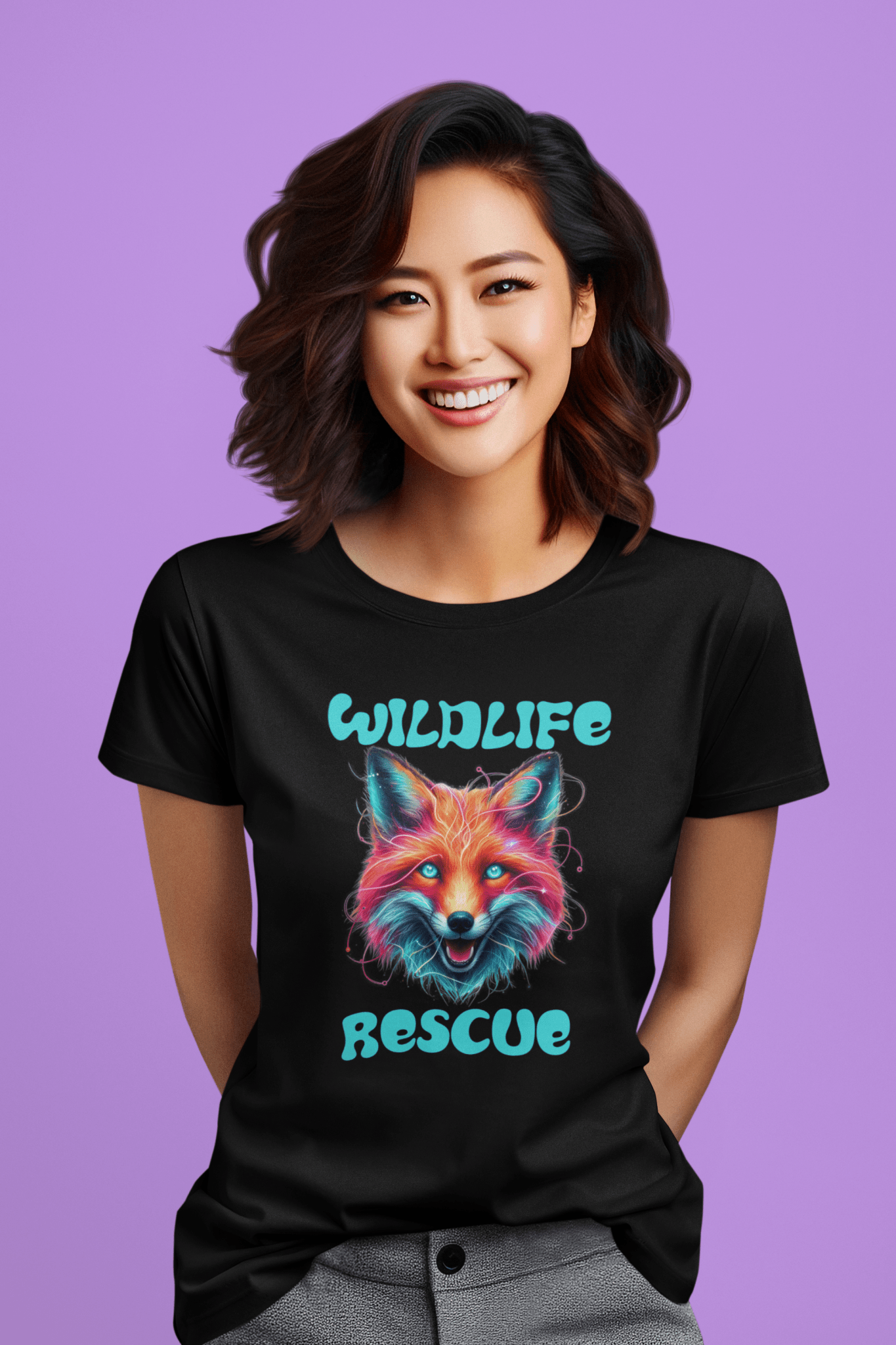 WildLife Rescue Neon Fox Tee - Four More Paws