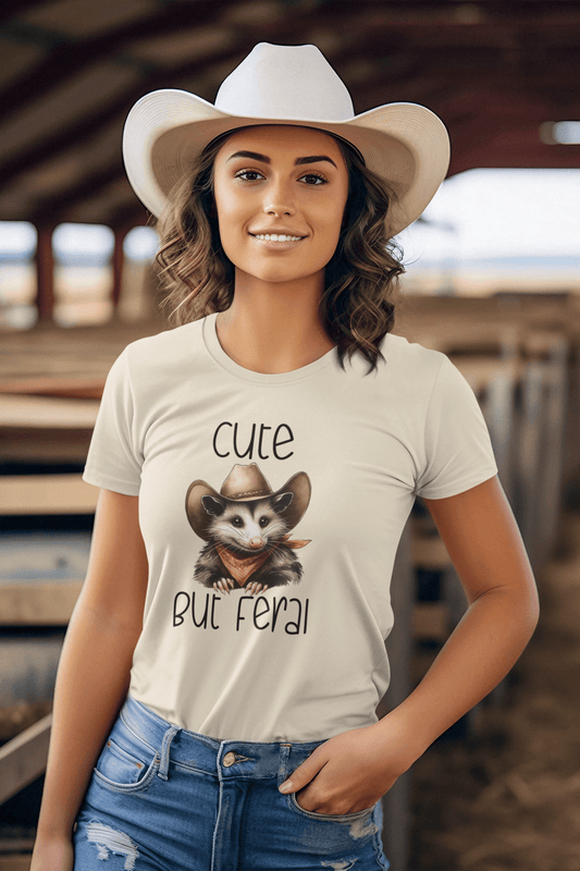 Cute But Feral Funny Opossum Tee